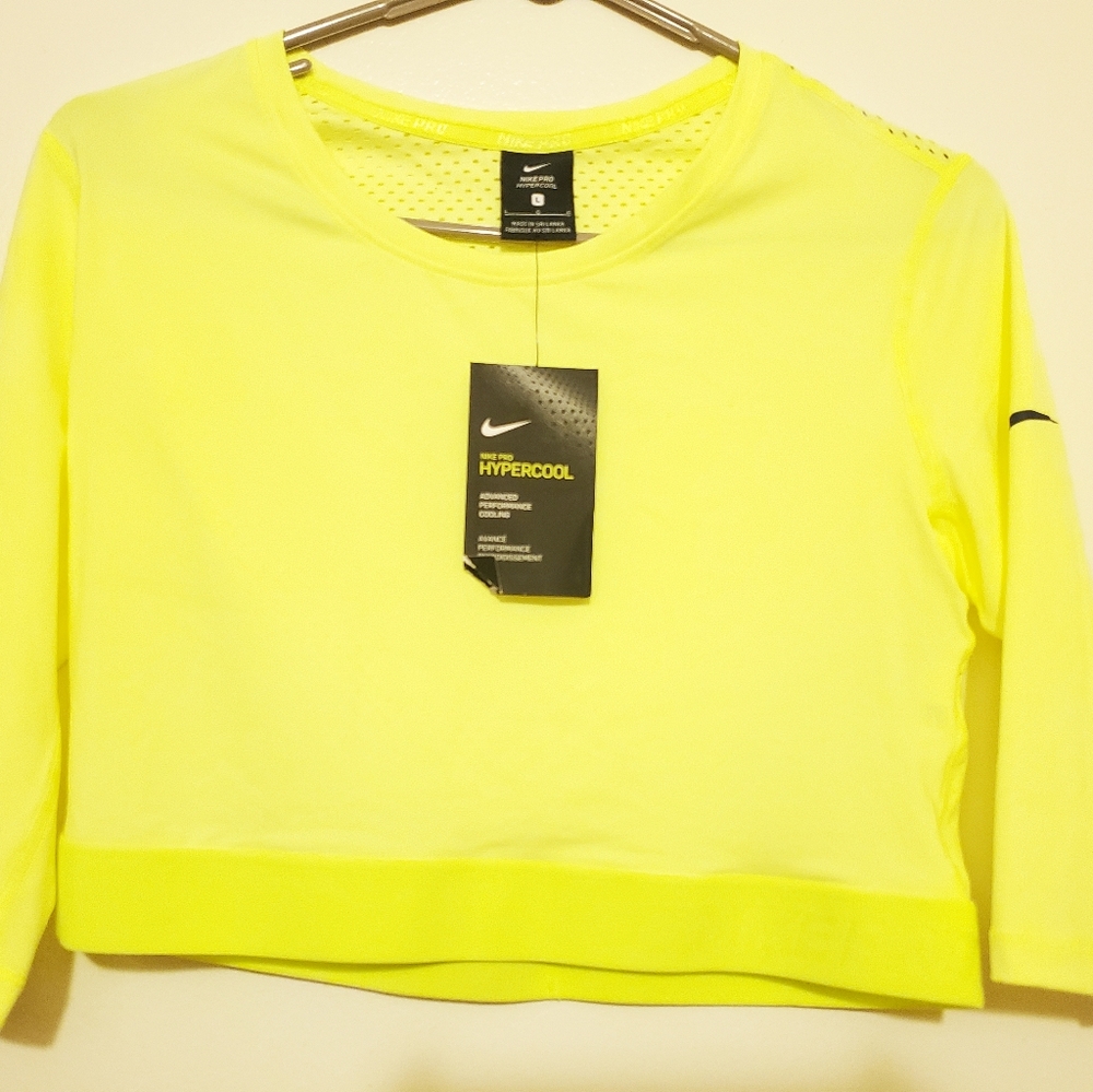 Womens Nike Pro yellow crop top size L
